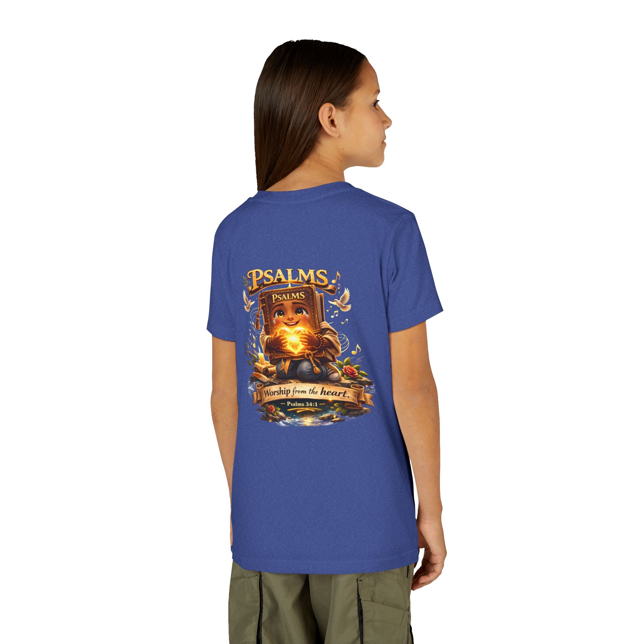 Praise Him Psalms 34:1 Youth T-Shirt | Christian Kids Faith Tee | Inspirational Youth Apparel