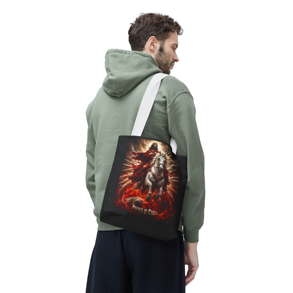 Prince of Peace Tote Bag | Jesus Riding White Horse Christian Tote | Inspirational Faith Carryall