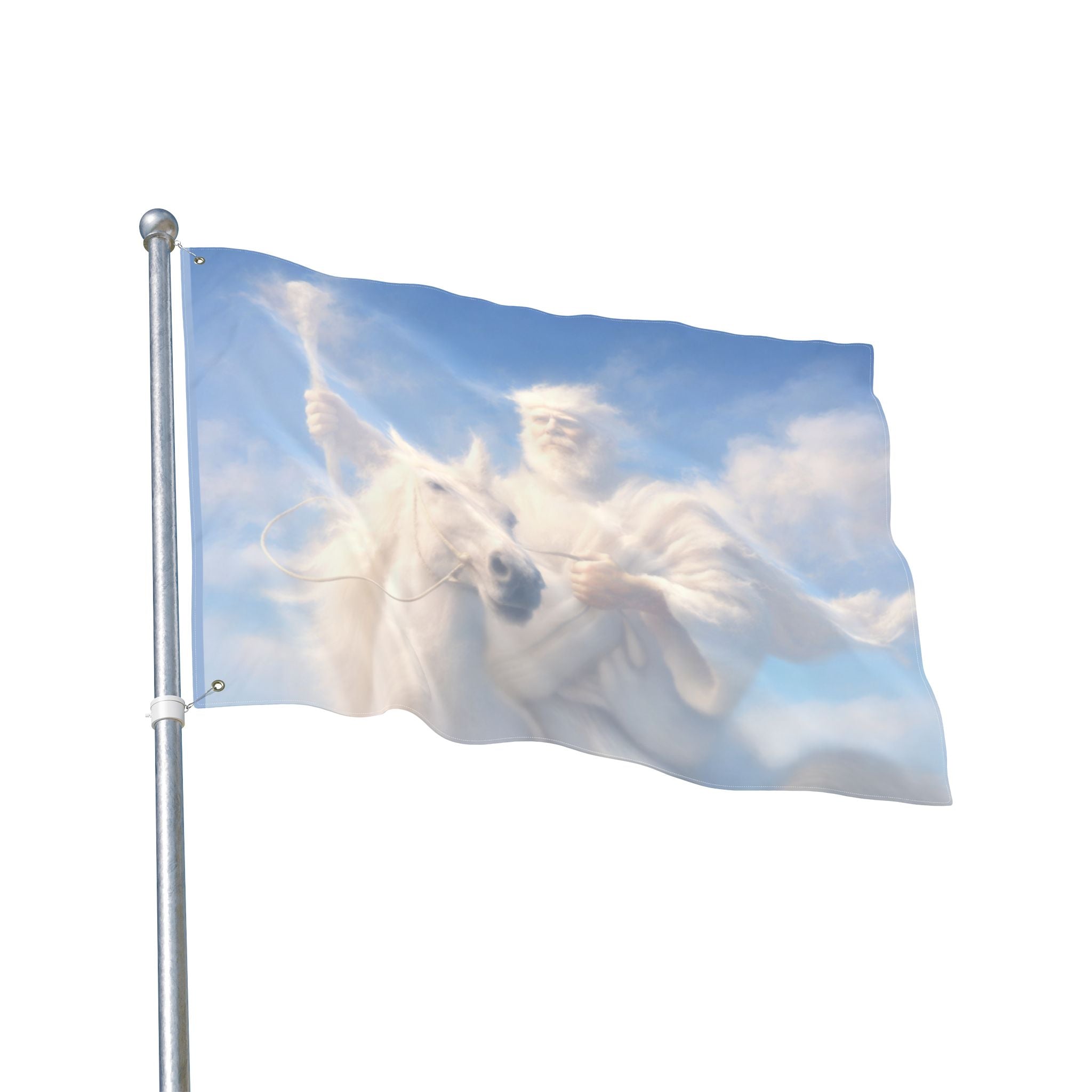 Jesus Riding on the Clouds Flag | Double-Sided Christian Outdoor Flag | Inspirational Faith Banner