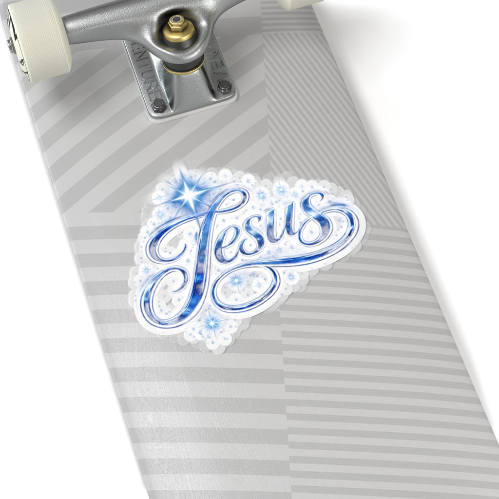 Jesus Script Kiss-Cut Sticker – Sparkling Christian Faith Decal | Inspirational Laptop Sticker