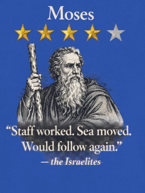 Moses Five-Star Faith Series – Raglan Sweatshirt | “Staff Worked. Sea Moved.” Faith Graphic