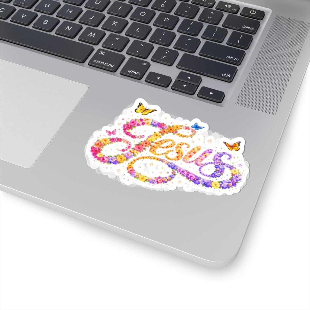 Jesus Floral Butterfly Sticker – Colorful Christian Faith Decal | Inspirational Laptop Sticker