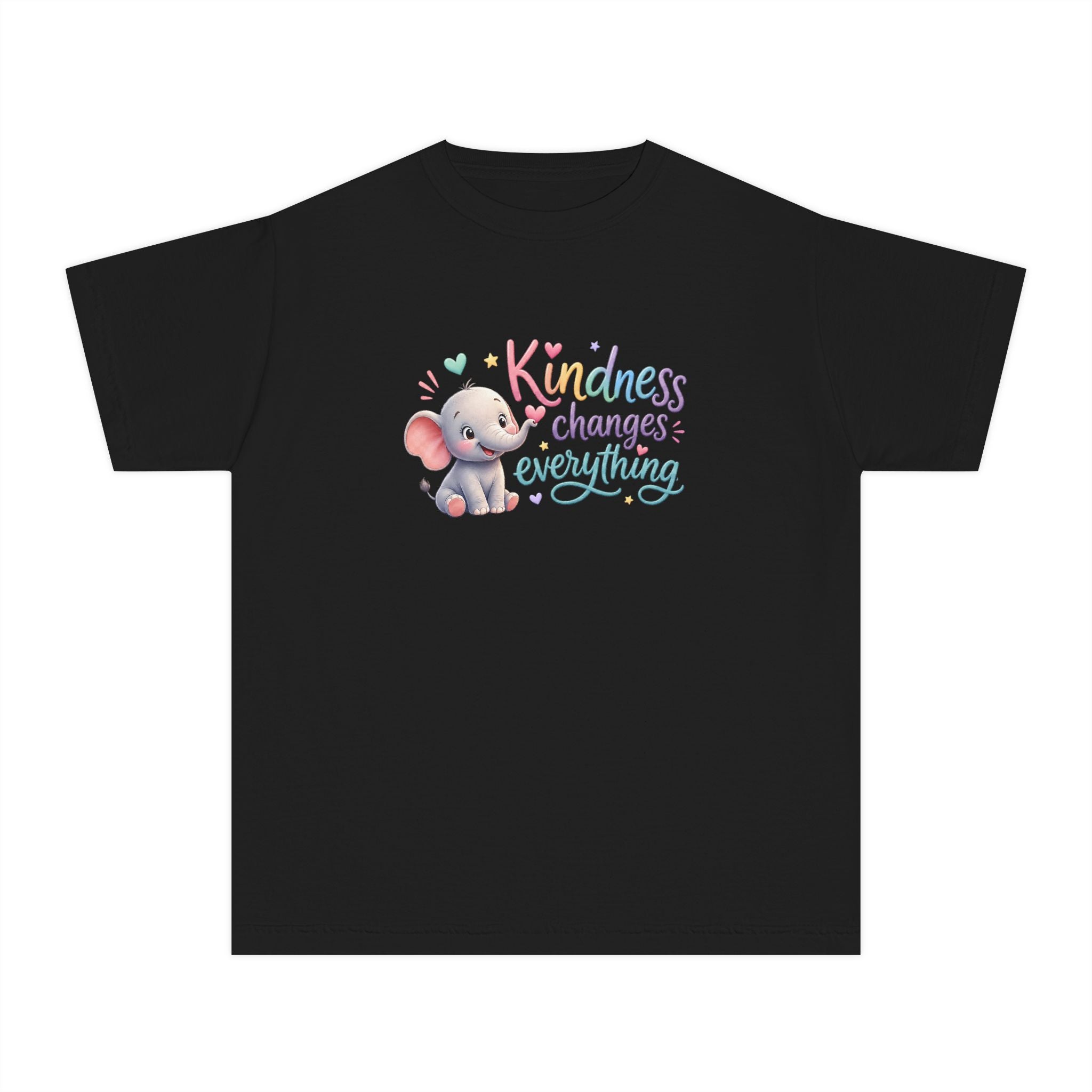 Youth Kindness Changes Everything Tee | Cute Elephant Kids Shirt | Inspirational Children’s Graphic T-Shirt