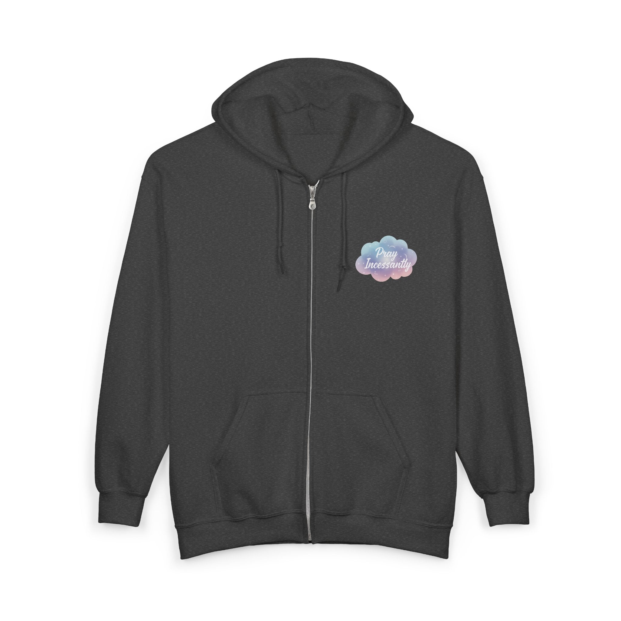 Pray Incessantly Zip Hoodie — Pastel Cloud Faith Sweatshirt