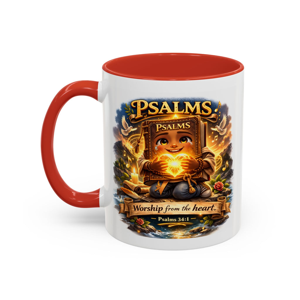 Psalms 34:1 Coffee Mug | Worship From the Heart Mug | Inspirational Christian Accent Mug