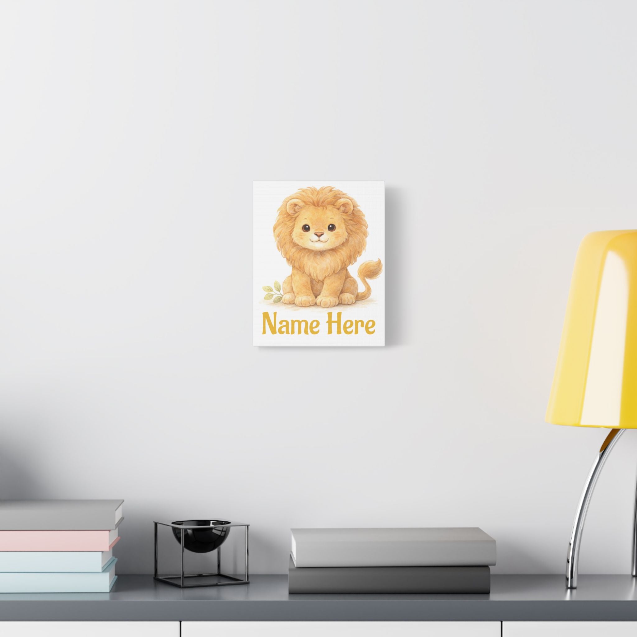 Personalized Baby Lion Canvas — Custom Name Nursery Wall Art