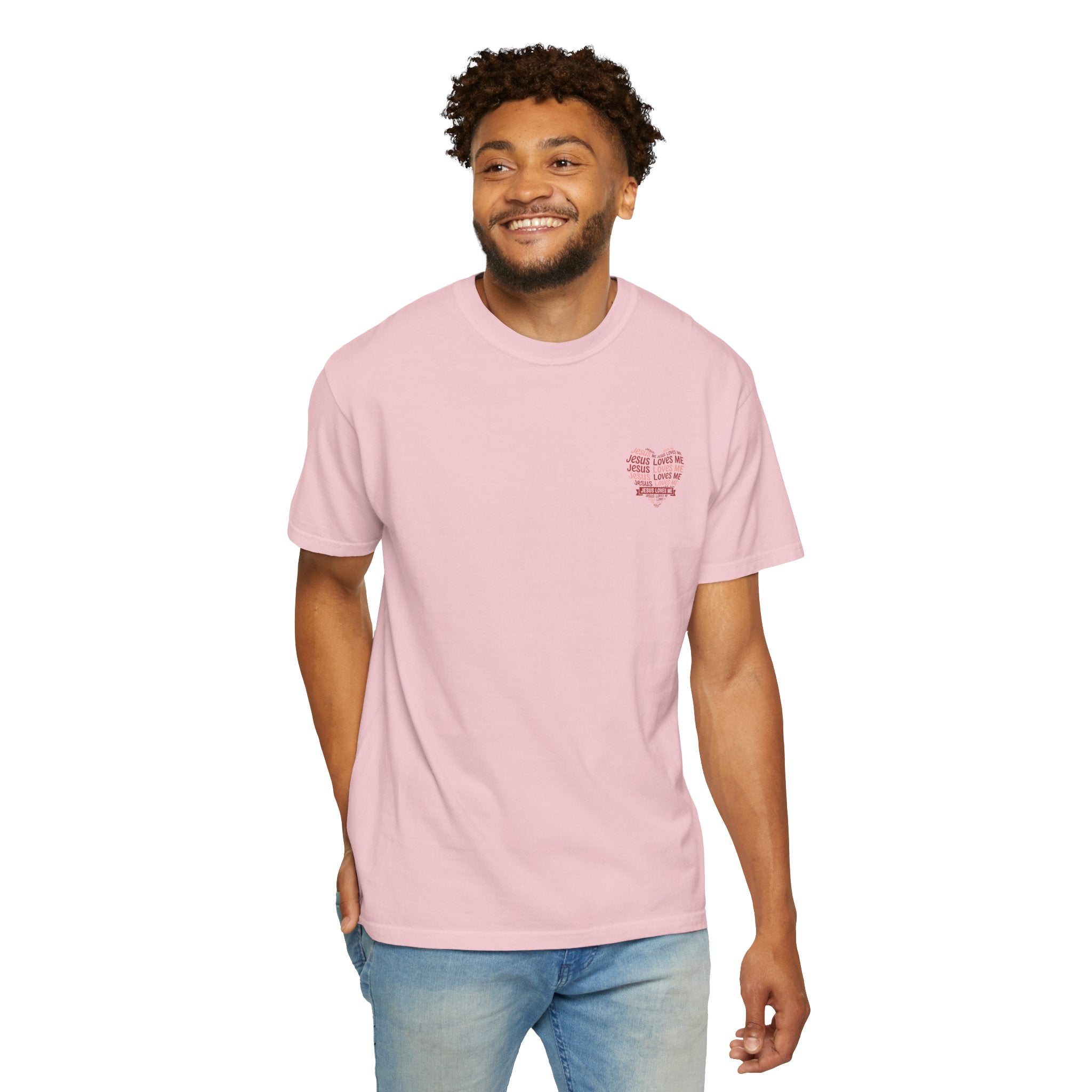 Jesus Loves Me Heart Garment-Dyed T-Shirt – Christian Faith Tee | Vintage Style Inspirational Shirt