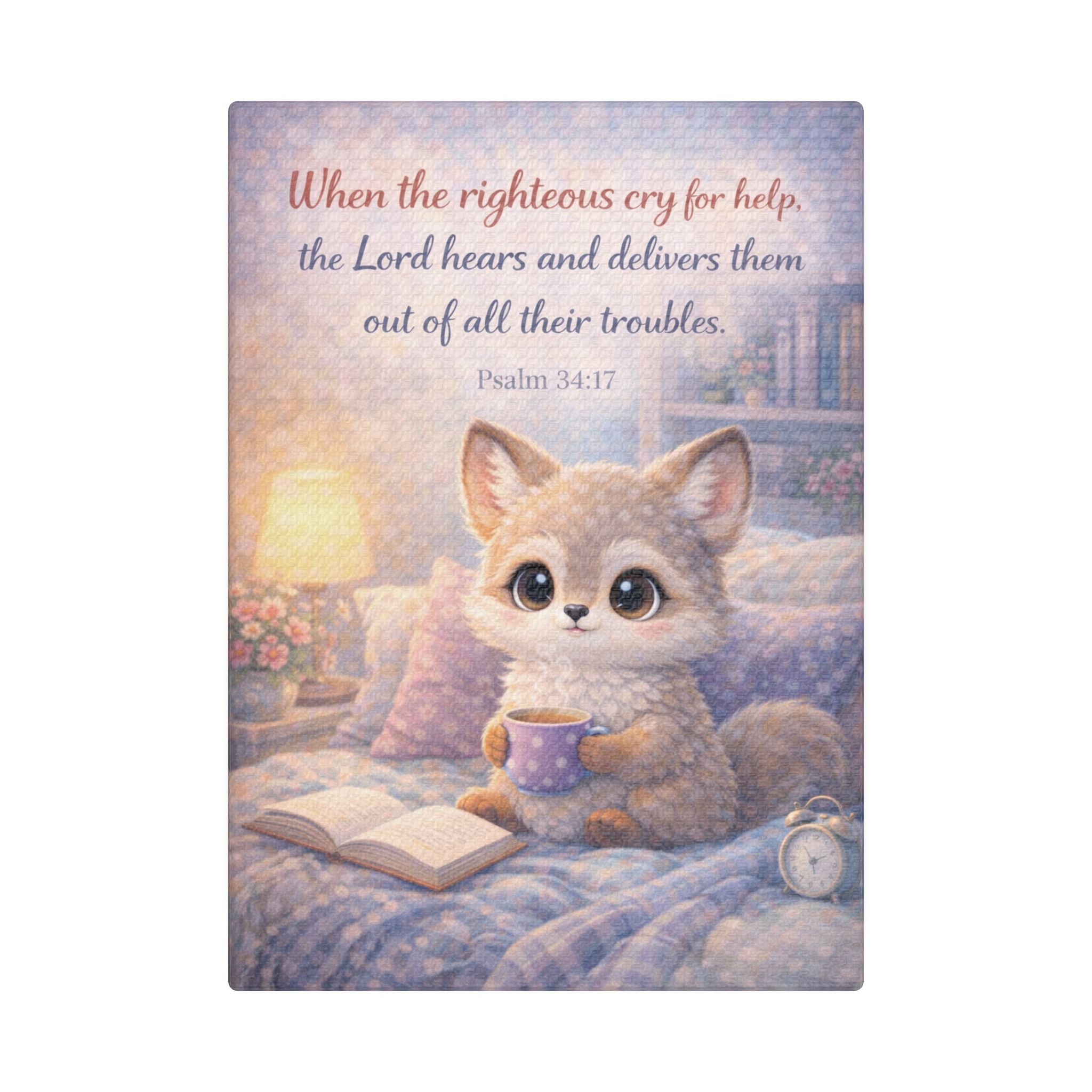 Scripture Woodland Animals – Fox – Psalm 34:17 Canvas Print