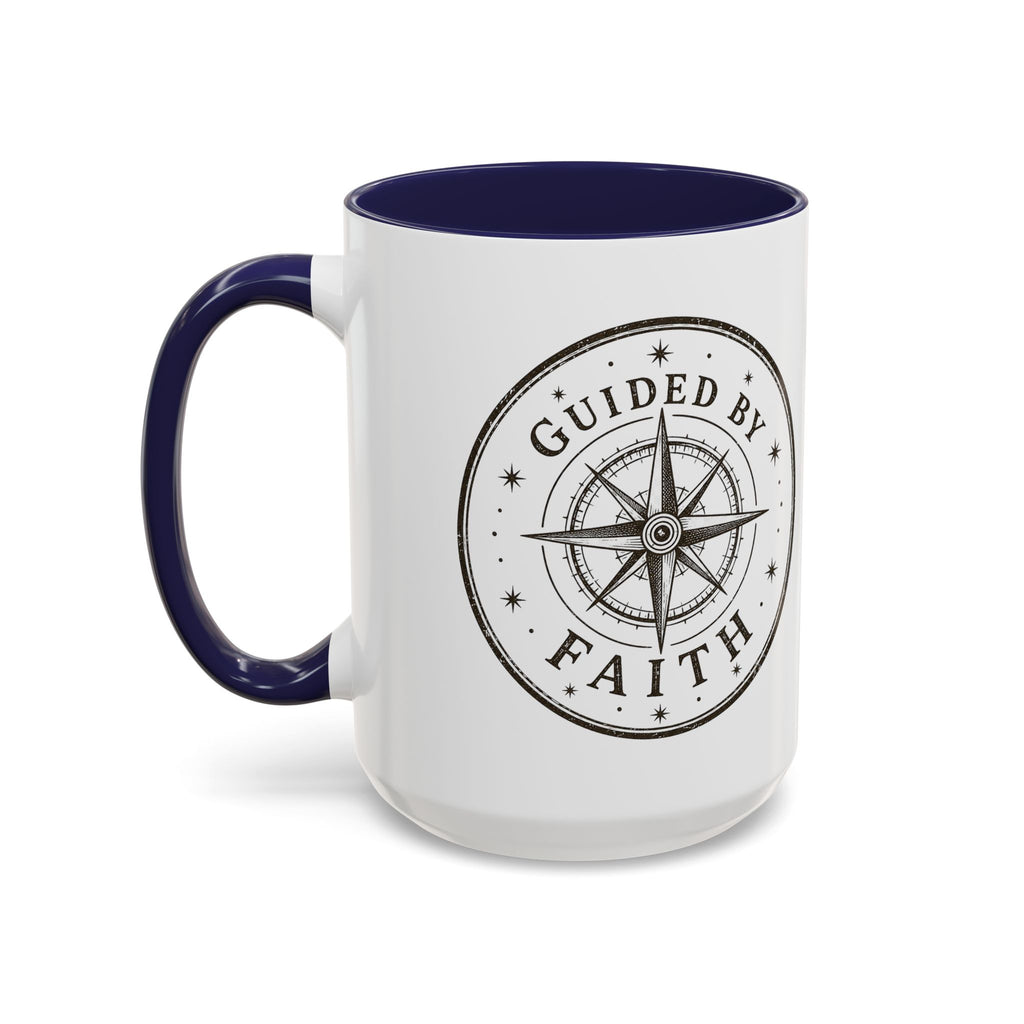 Guided by Faith Compass Coffee Mug | Inspirational Christian Accent Mug | Faith Freedom Creations