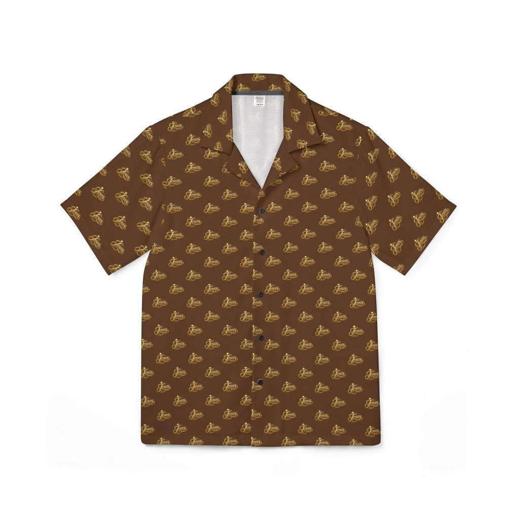 Jesus Brown Vintage Surf Hawaiian Shirt – Premium Christian Camp Button-Up | Retro Faith Beach Shirt