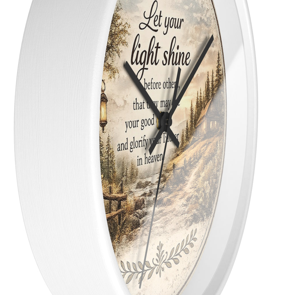Matthew 5:16 Wall Clock | Let Your Light Shine Christian Clock | Inspirational Faith Home Decor