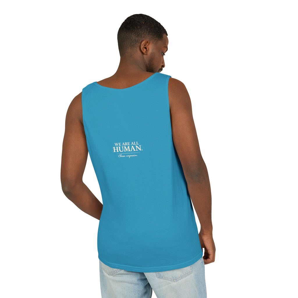 “Every Heart Beats the Same” Vintage Surf Tank Top – Garment-Dyed Coastal Unity Tank