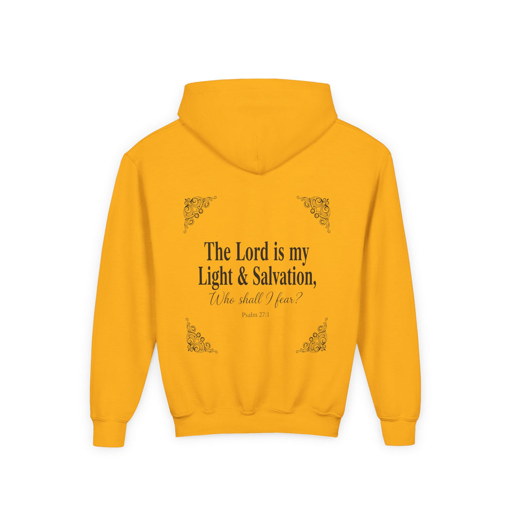 Youth “The Lord is My Light & Salvation” Hoodie – Psalm 27 Christian Kids Sweatshirt