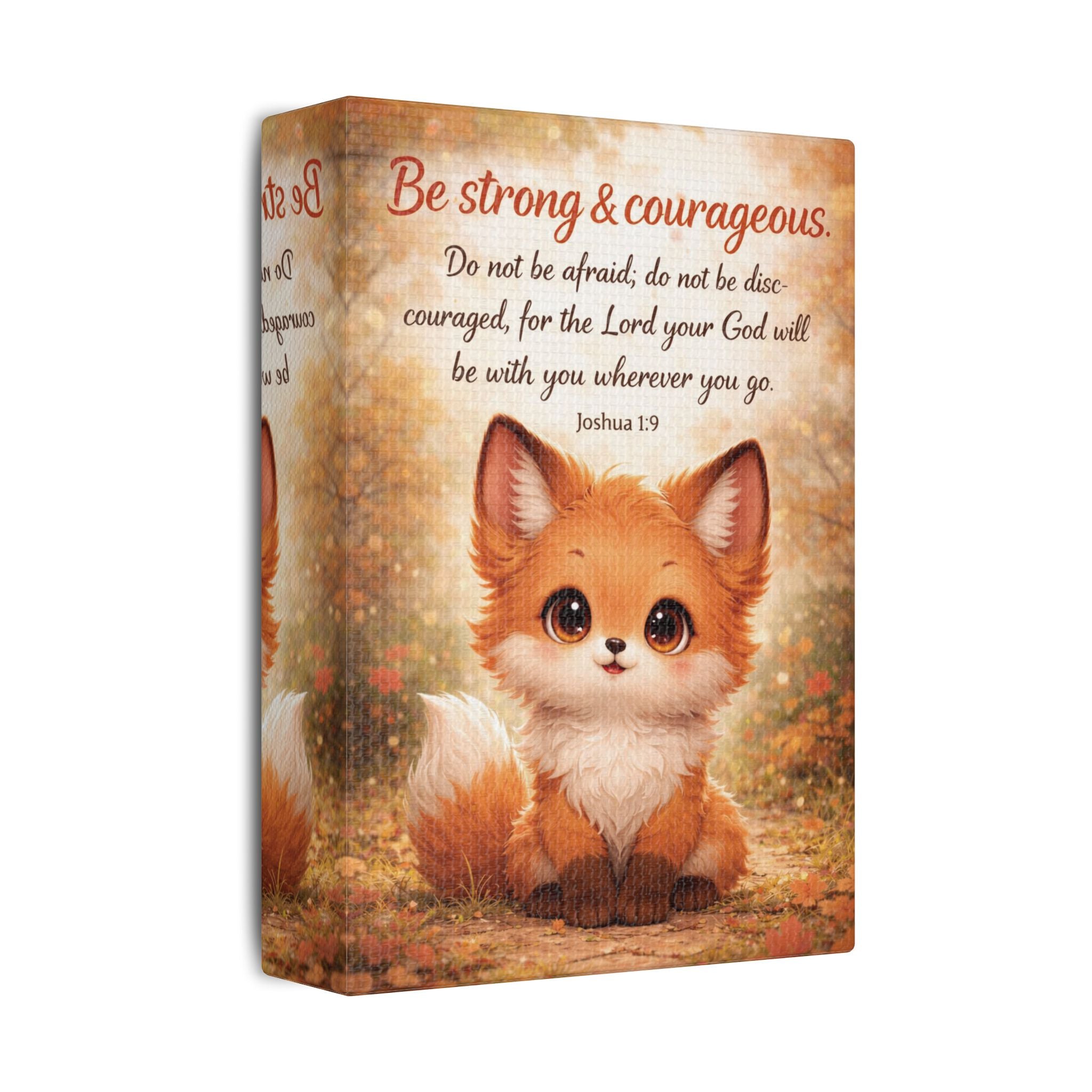 Scripture Woodland Animals – Fox – Joshua 1:9 Canvas Print