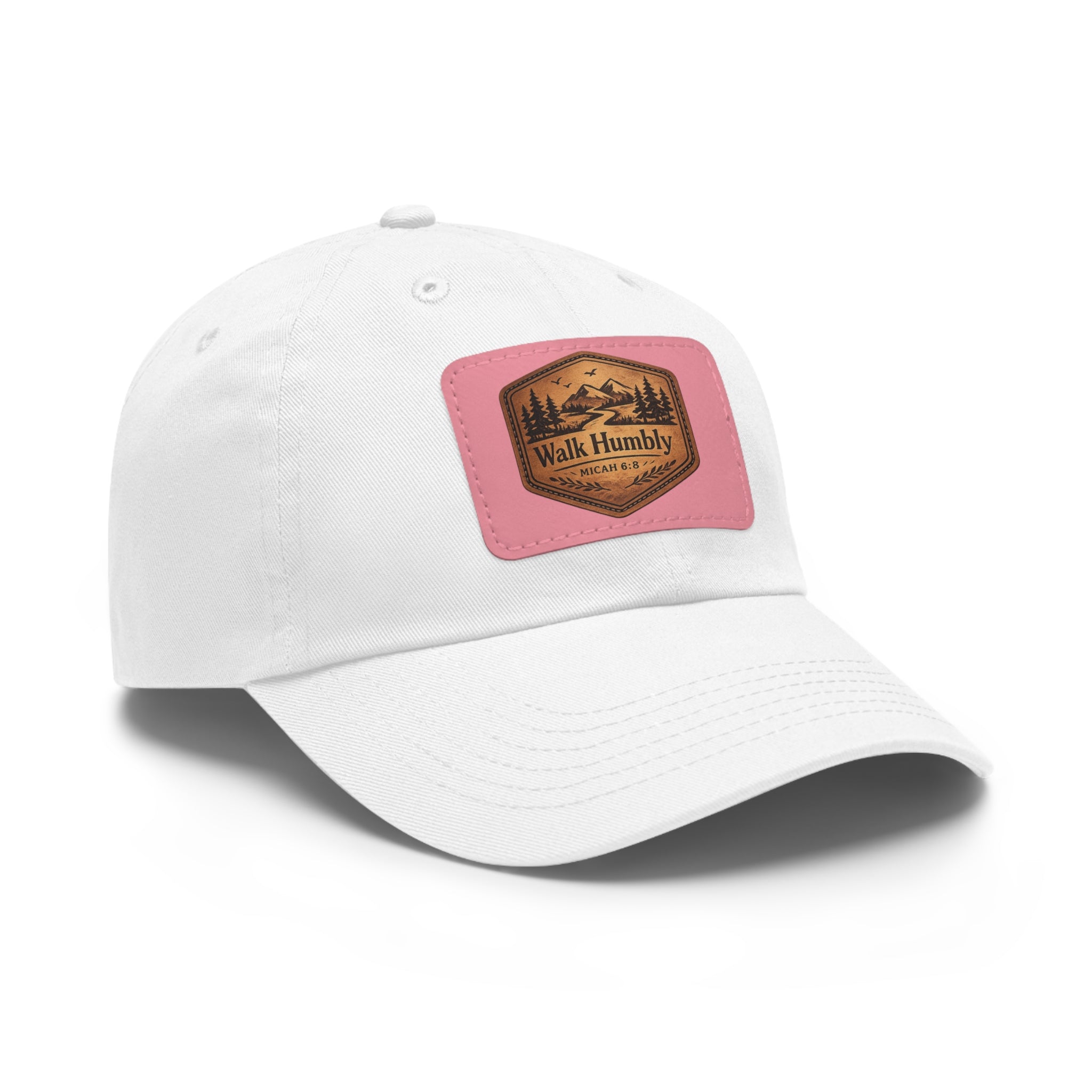 Walk Humbly Leather Patch Dad Hat | Micah 6:8 Christian Outdoor Cap | Faith Freedom Creations