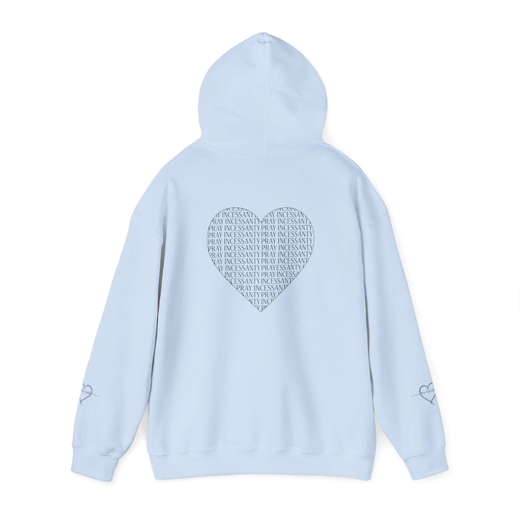 'Pray Incessantly' Heart Script Hoodie — Faith-Inspired Pullover