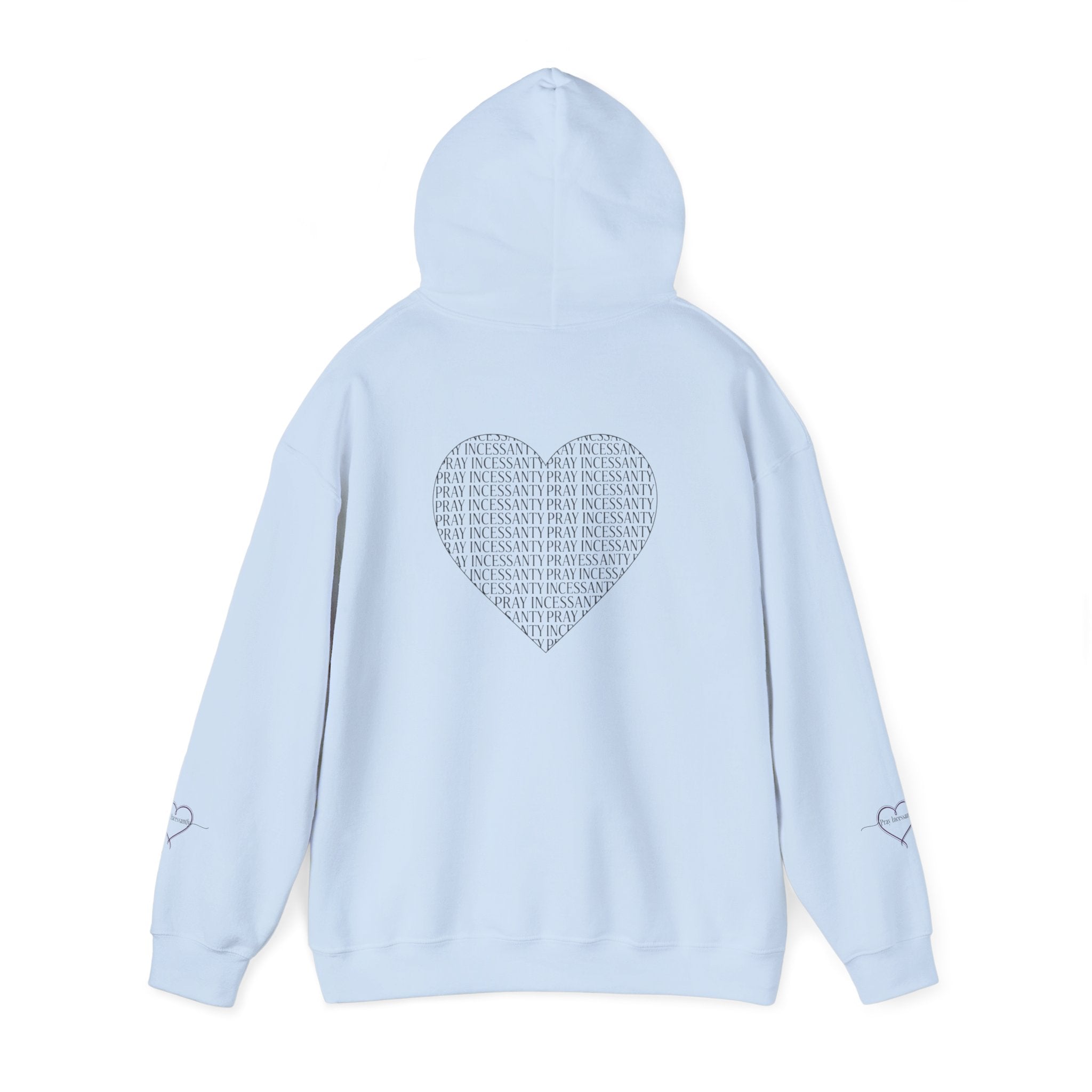 'Pray Incessantly' Heart Script Hoodie — Faith-Inspired Pullover
