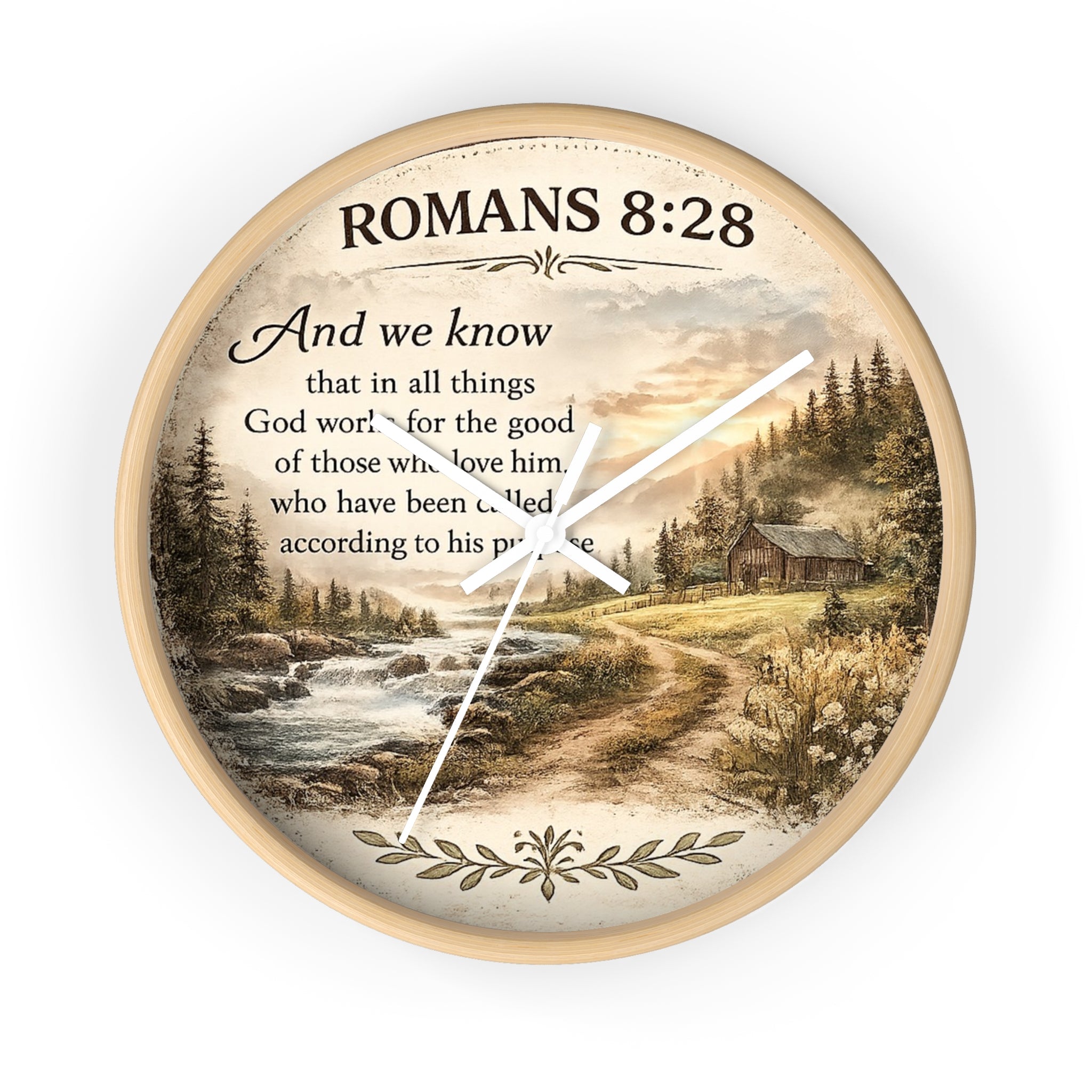Romans 8:28 Wall Clock | Inspirational Christian Scripture Clock | Rustic Faith Home Decor