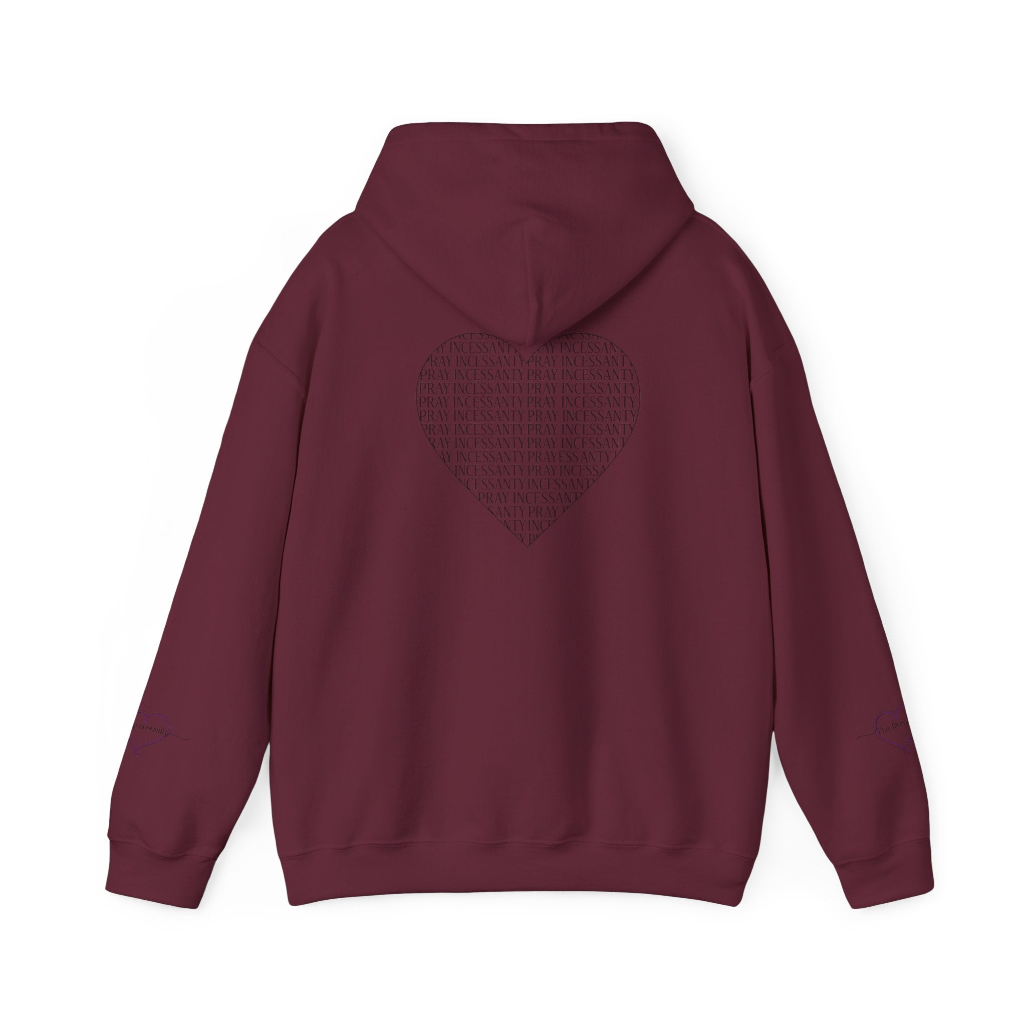 'Pray Incessantly' Heart Script Hoodie — Faith-Inspired Pullover