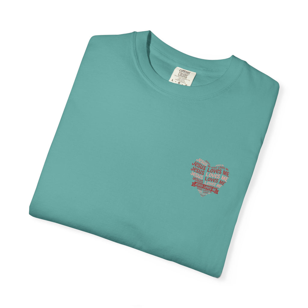 Jesus Loves Me Heart Garment-Dyed T-Shirt – Christian Faith Tee | Vintage Style Inspirational Shirt
