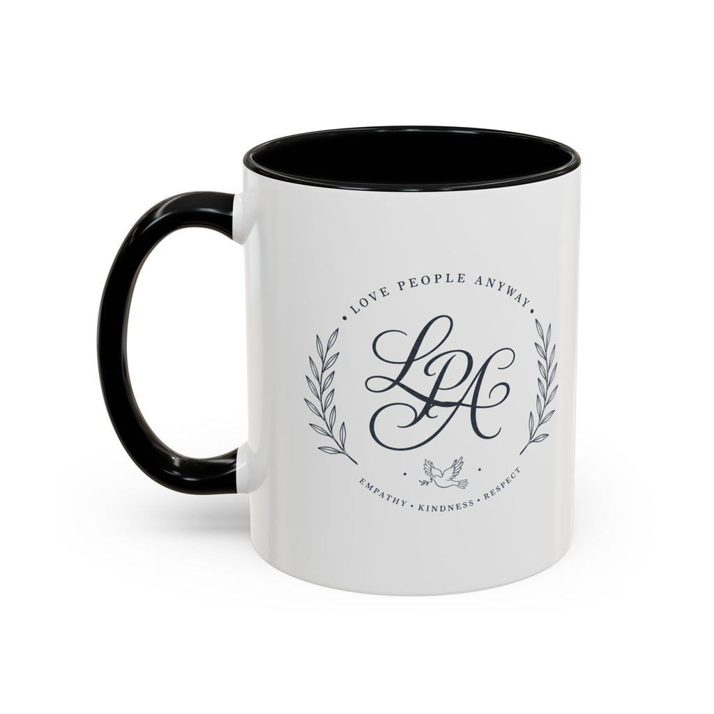 Love People Anyway Monogram Coffee Mug | Personalized Initial Crest Mug | Inspirational Gift