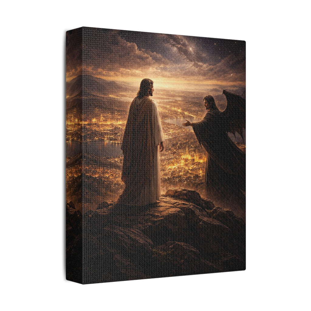 The Kingdom Test Canvas — Christ in the Wilderness Wall Art | Christian Faith Decor