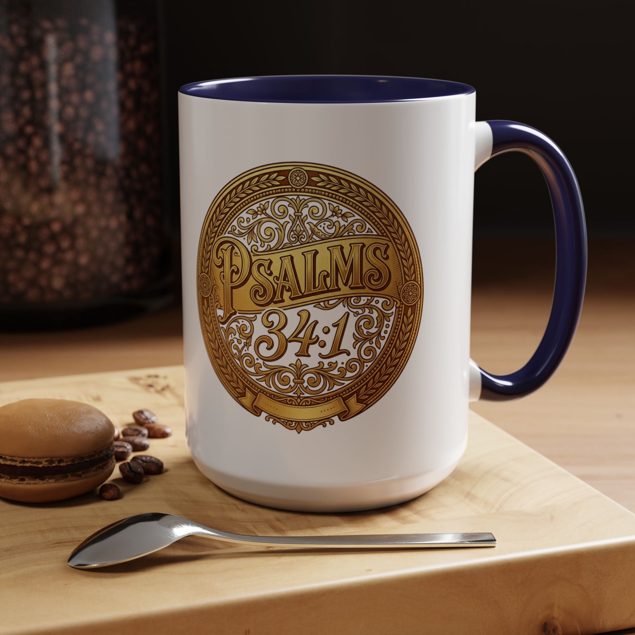 Psalm 34:1 Coffee Mug | Christian Scripture Accent Mug | Inspirational Faith Gift