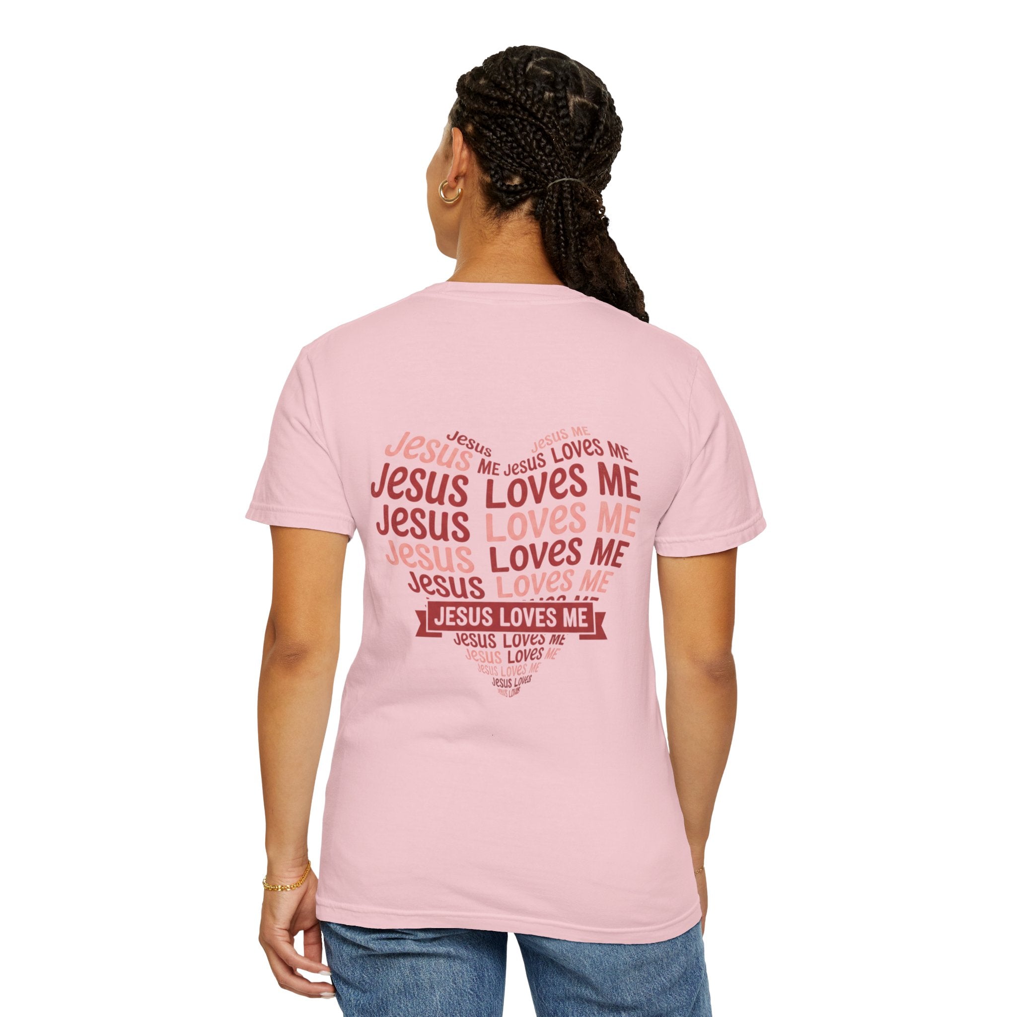 Jesus Loves Me Heart Garment-Dyed T-Shirt – Christian Faith Tee | Vintage Style Inspirational Shirt