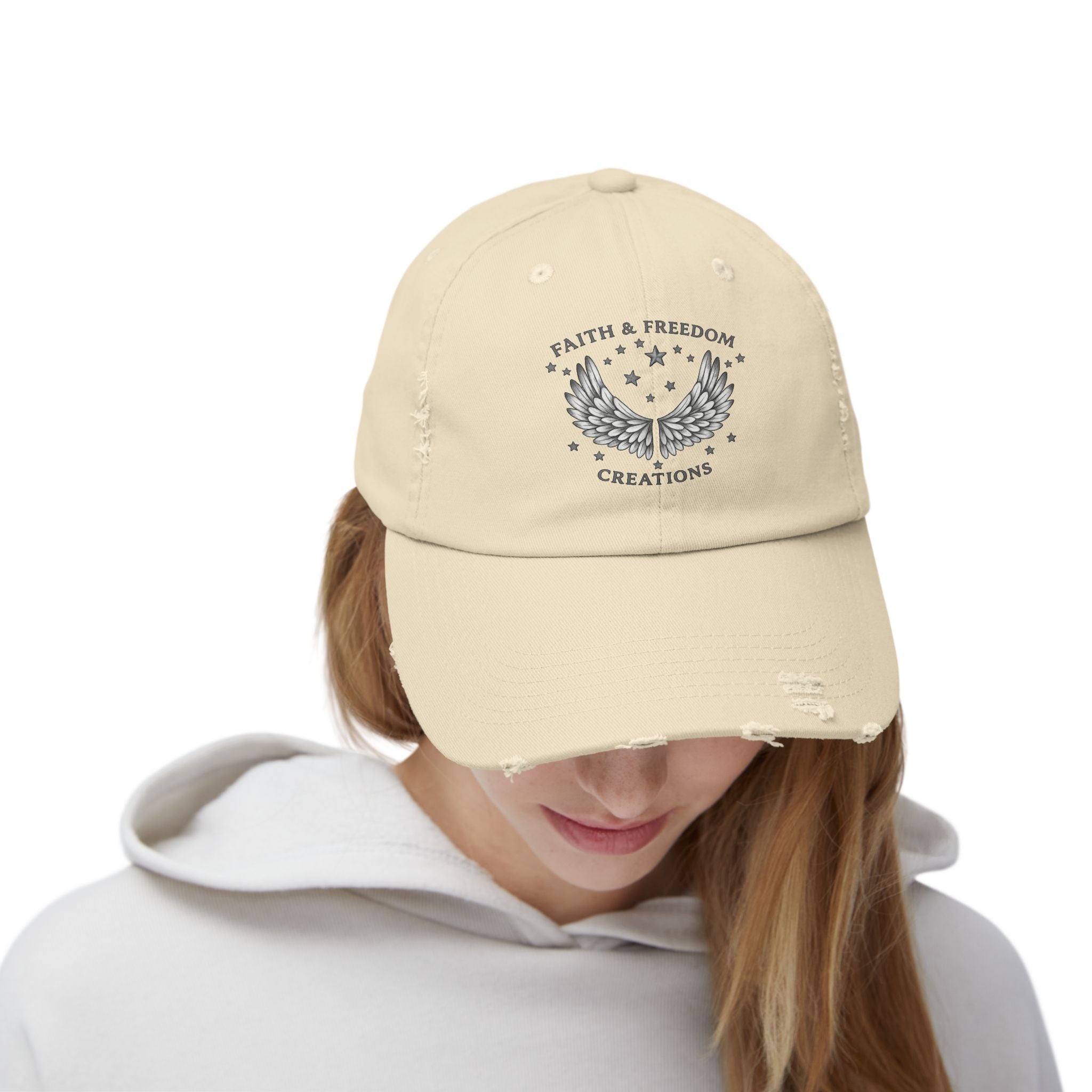 Faith & Freedom – Distressed Cap | Silver Wings Vintage Hat