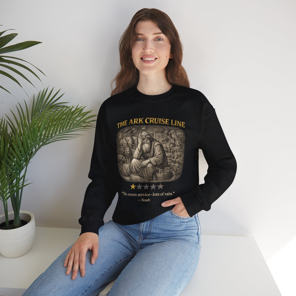 Noah – Crewneck Sweatshirt | “Ark Cruise Liner” Vintage Illustration – Five-Star Faith Series