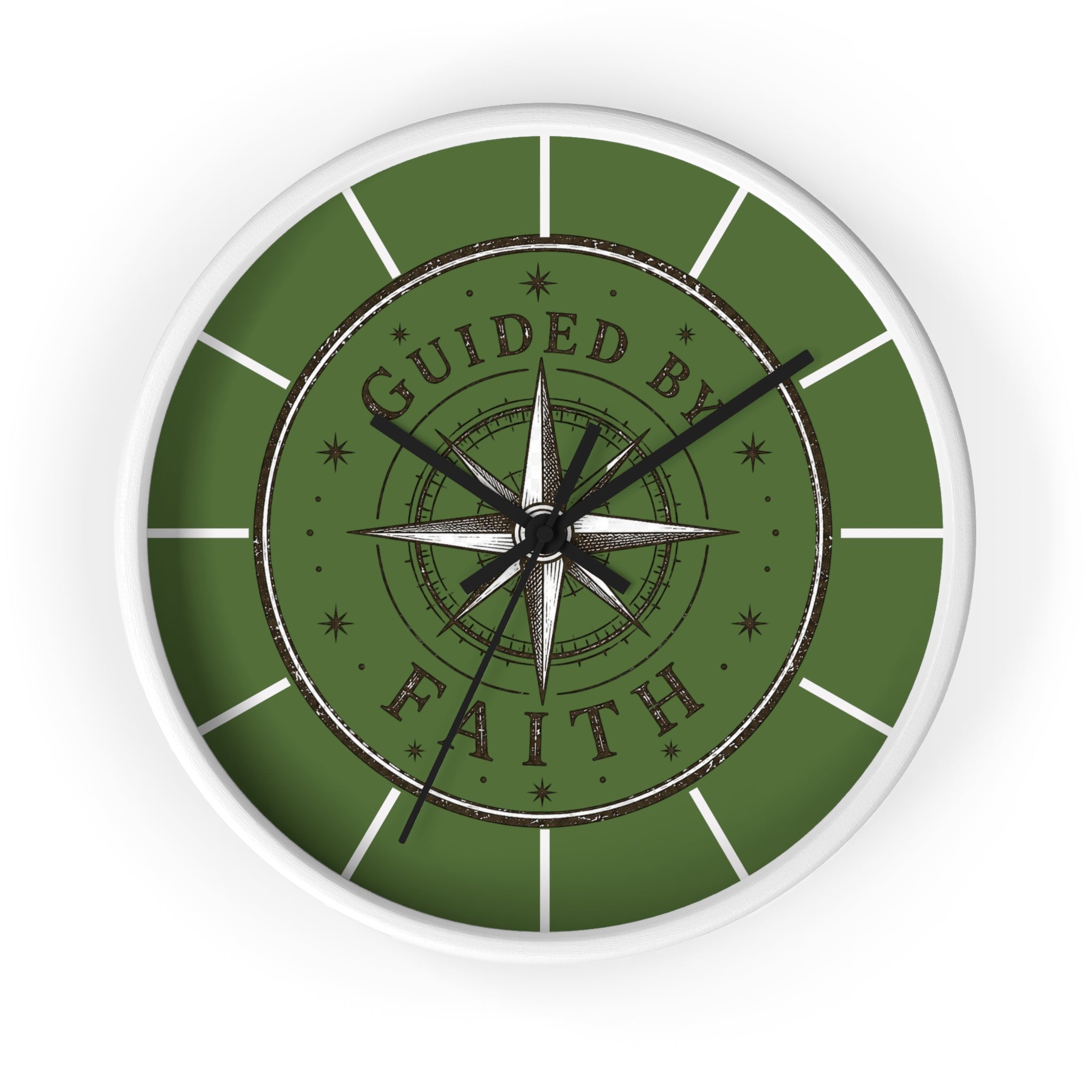 Guided by Faith Compass Wall Clock | Rustic Christian Clock | Inspirational Faith Home Decor
