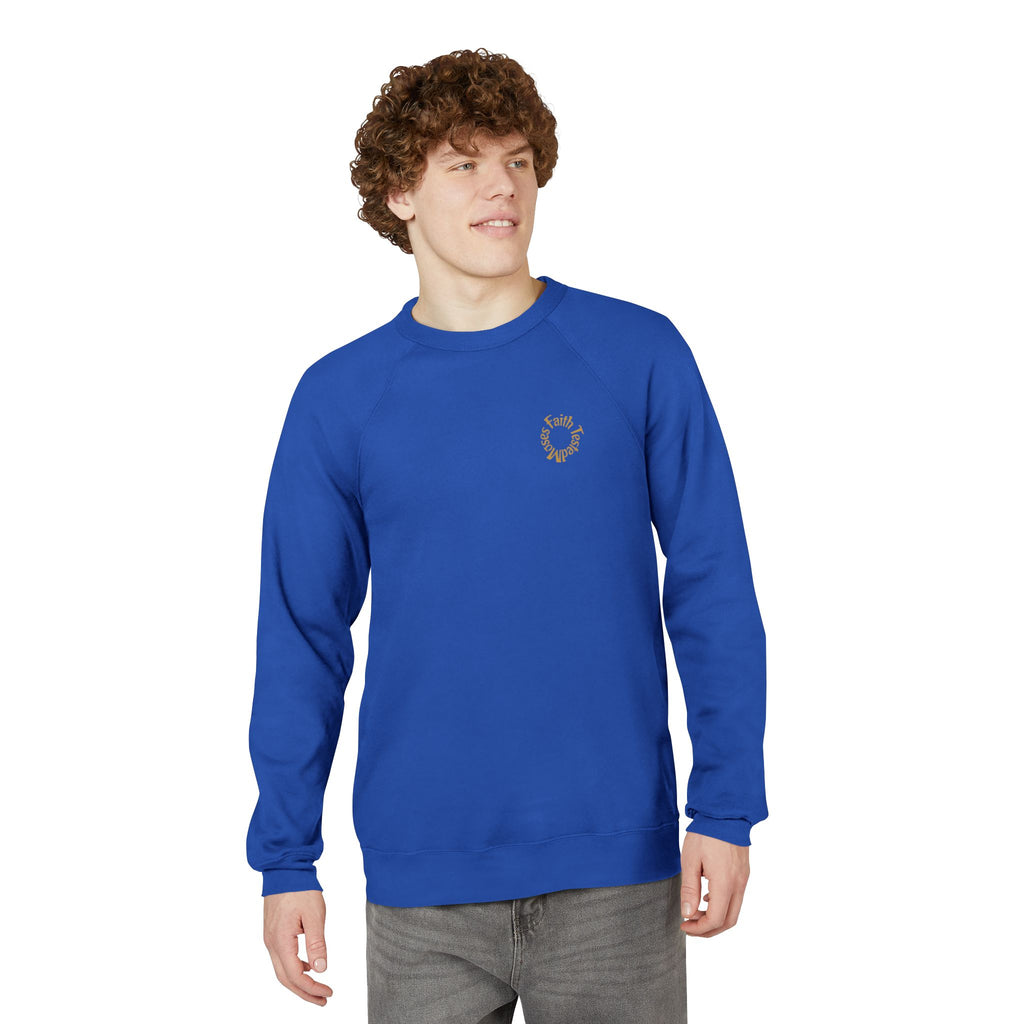 Moses Five-Star Faith Series – Raglan Sweatshirt | “Staff Worked. Sea Moved.” Faith Graphic