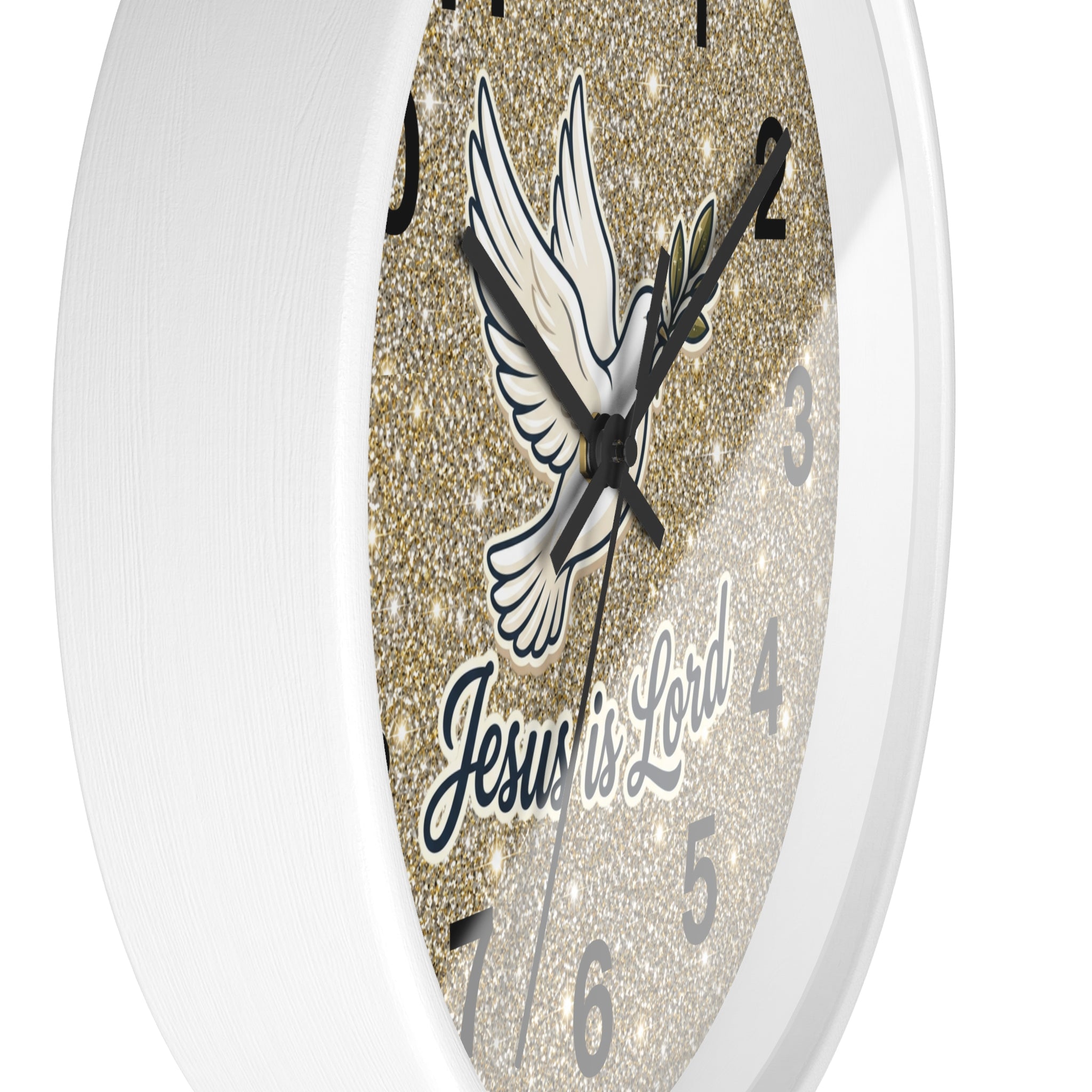 Jesus Is Lord Wall Clock | Dove of Peace Christian Wall Decor | Silent Faith Clock