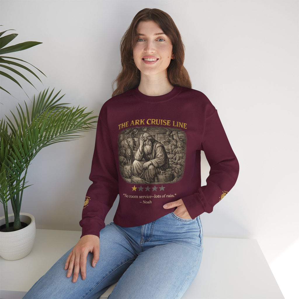 Noah – Crewneck Sweatshirt | “Ark Cruise Liner” Vintage Illustration – Five-Star Faith Series