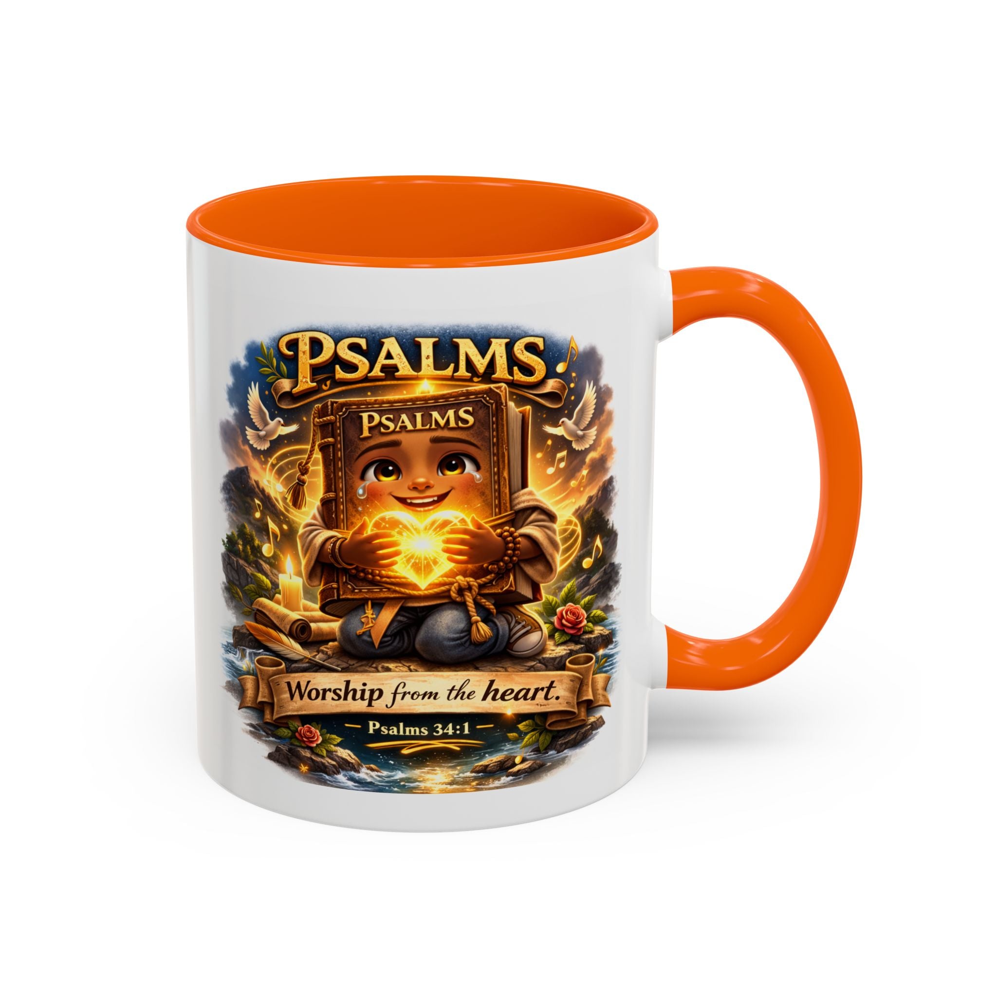 Psalms 34:1 Coffee Mug | Worship From the Heart Mug | Inspirational Christian Accent Mug