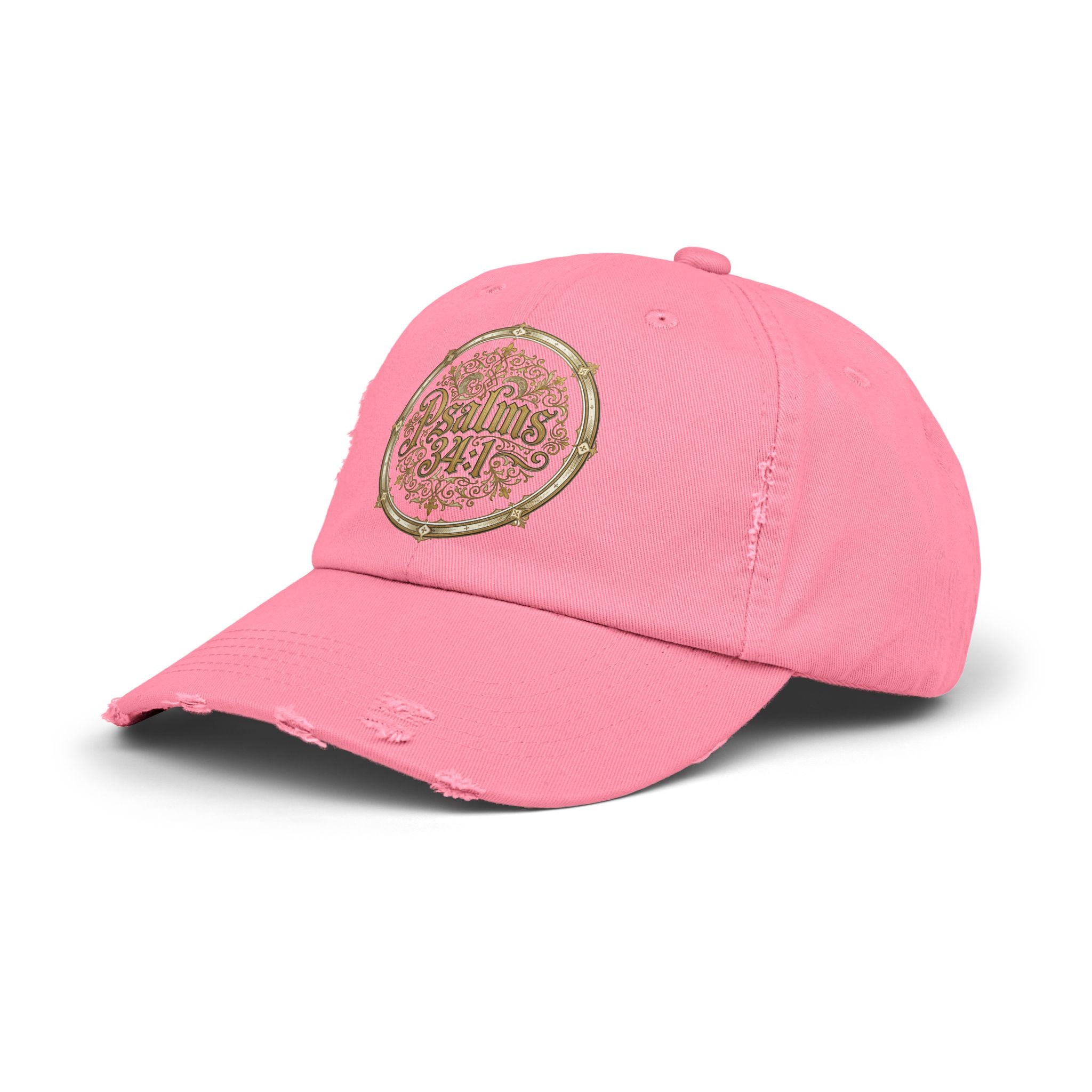 Distressed Black Cap – Psalm 23:1 Vintage Gold Emblem Hat | Faith & Freedom Creations