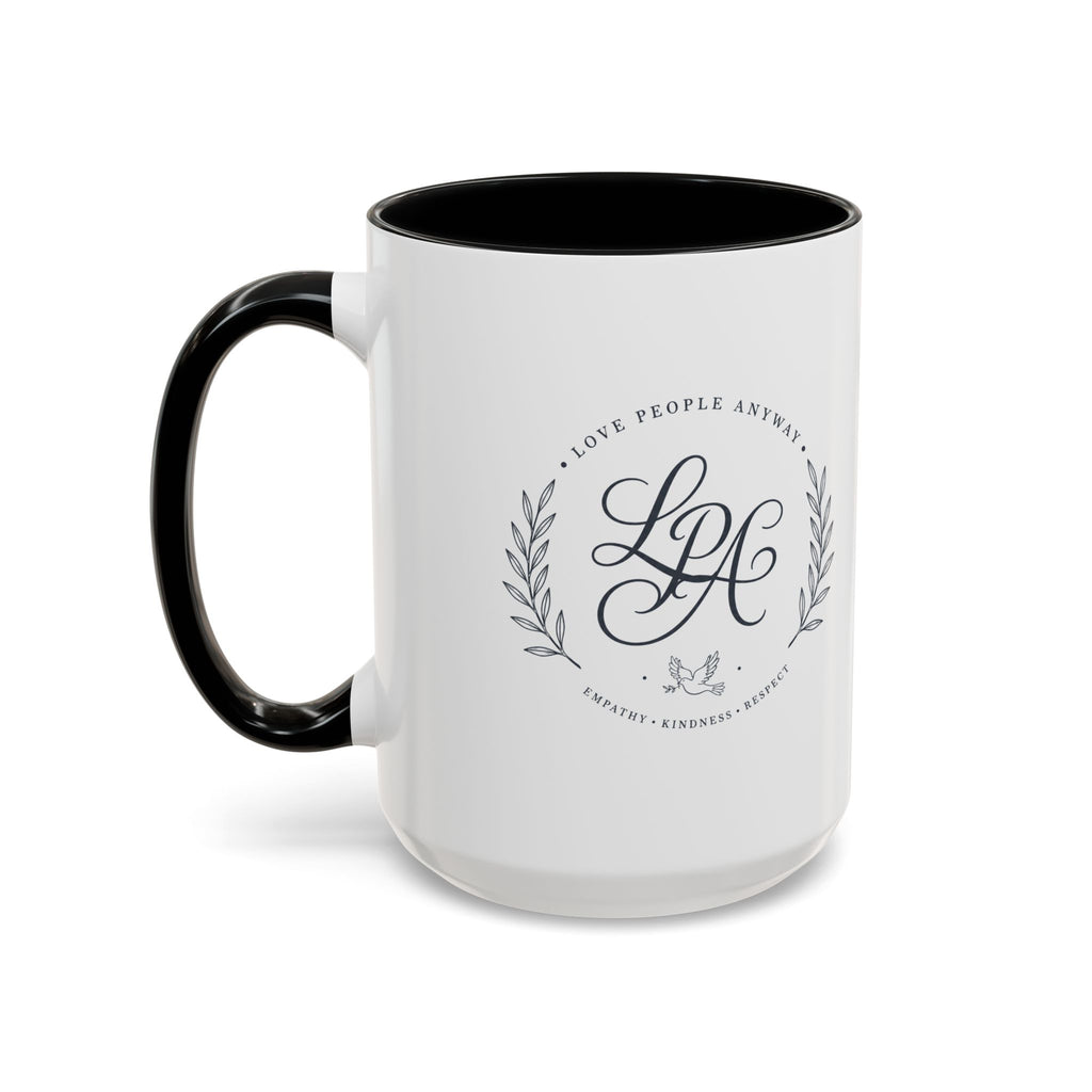 Love People Anyway Monogram Coffee Mug | Personalized Initial Crest Mug | Inspirational Gift