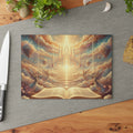 Heavenly Cathedral Glass Cutting Board – Angel & Open Book Christian Kitchen Decor | Inspirational Faith Kitchen Art