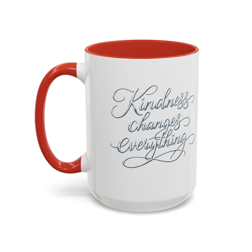 Silver-Kindness Changes Everything Accent Coffee Mug | Inspirational Ceramic Mug | Faith Freedom Creations