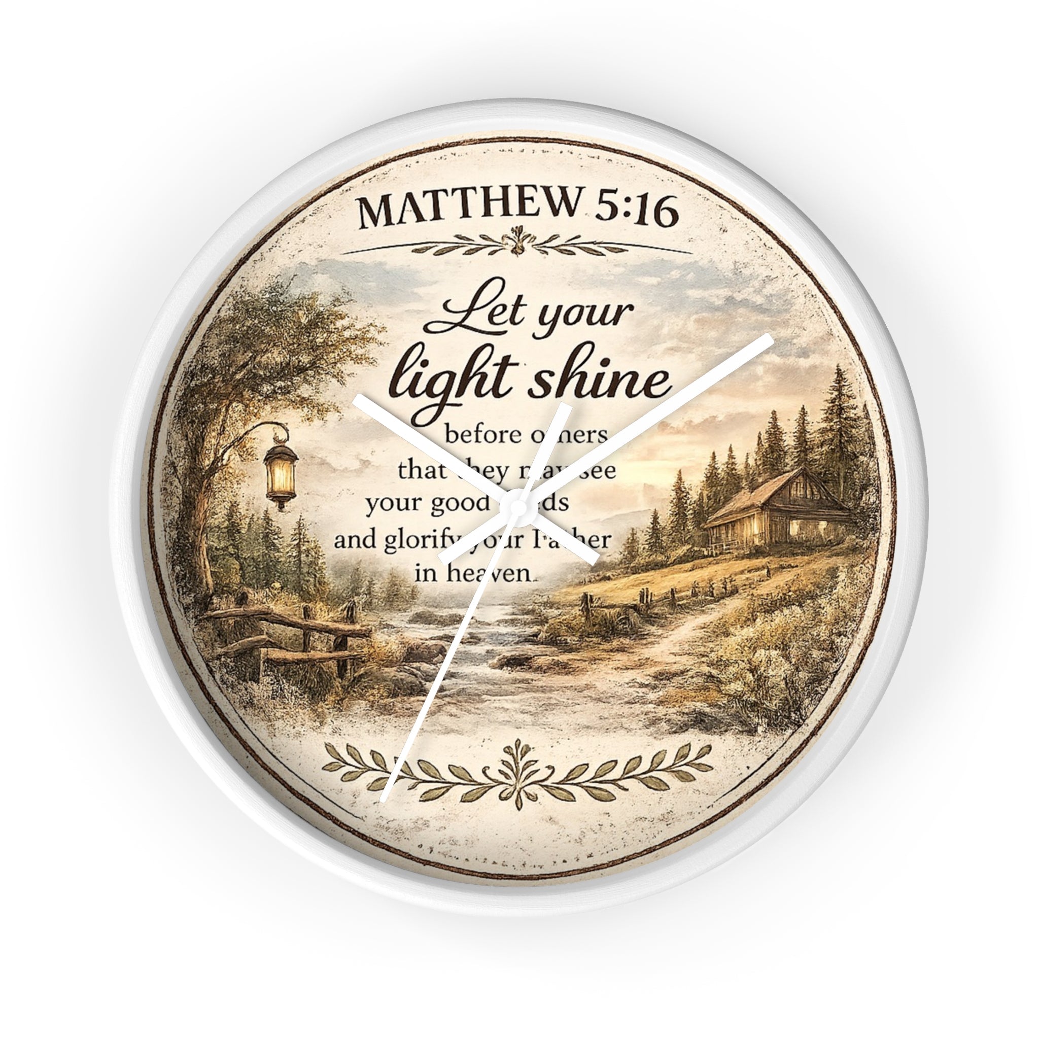 Matthew 5:16 Wall Clock | Let Your Light Shine Christian Clock | Inspirational Faith Home Decor