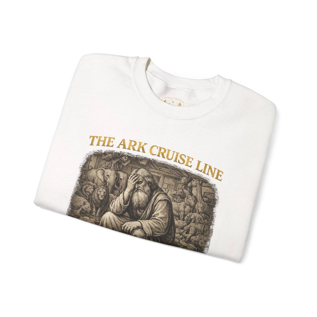 Noah – Crewneck Sweatshirt | “Ark Cruise Liner” Vintage Illustration – Five-Star Faith Series