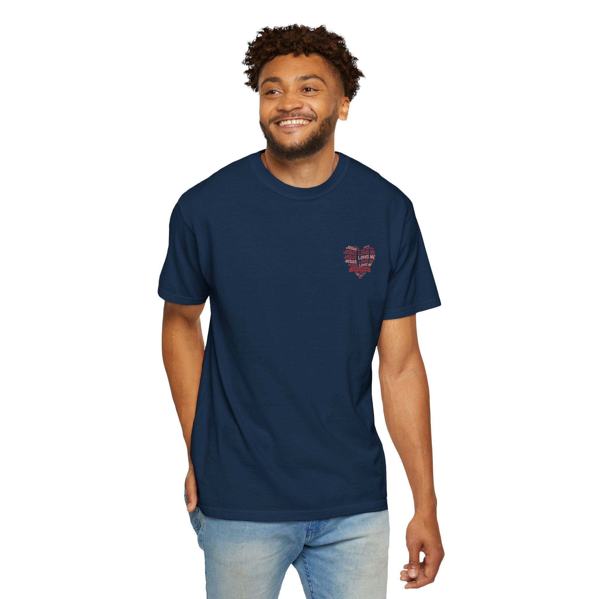 Jesus Loves Me Heart Garment-Dyed T-Shirt – Christian Faith Tee | Vintage Style Inspirational Shirt
