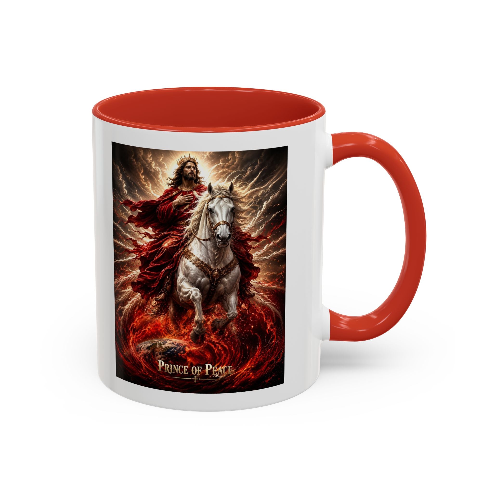 Prince of Peace Coffee Mug | Christian Jesus Rider Accent Mug | Inspirational Faith Gift