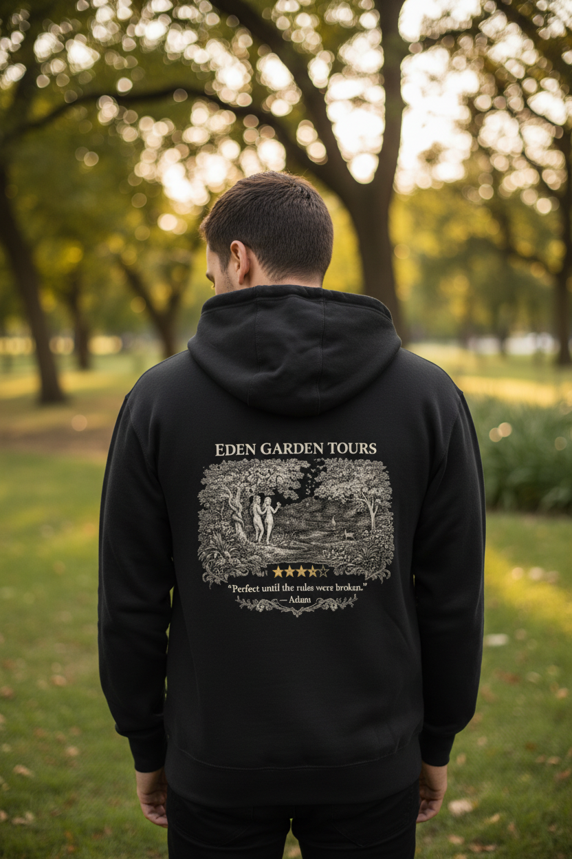 Eden Garden Tours – Zip Hoodie | Vintage Botanical Travel Graphic – Five-Star Faith Series