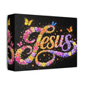 Jesus Floral Satin Canvas Wall Art – Butterfly Christian Canvas | Inspirational Faith Home Decor