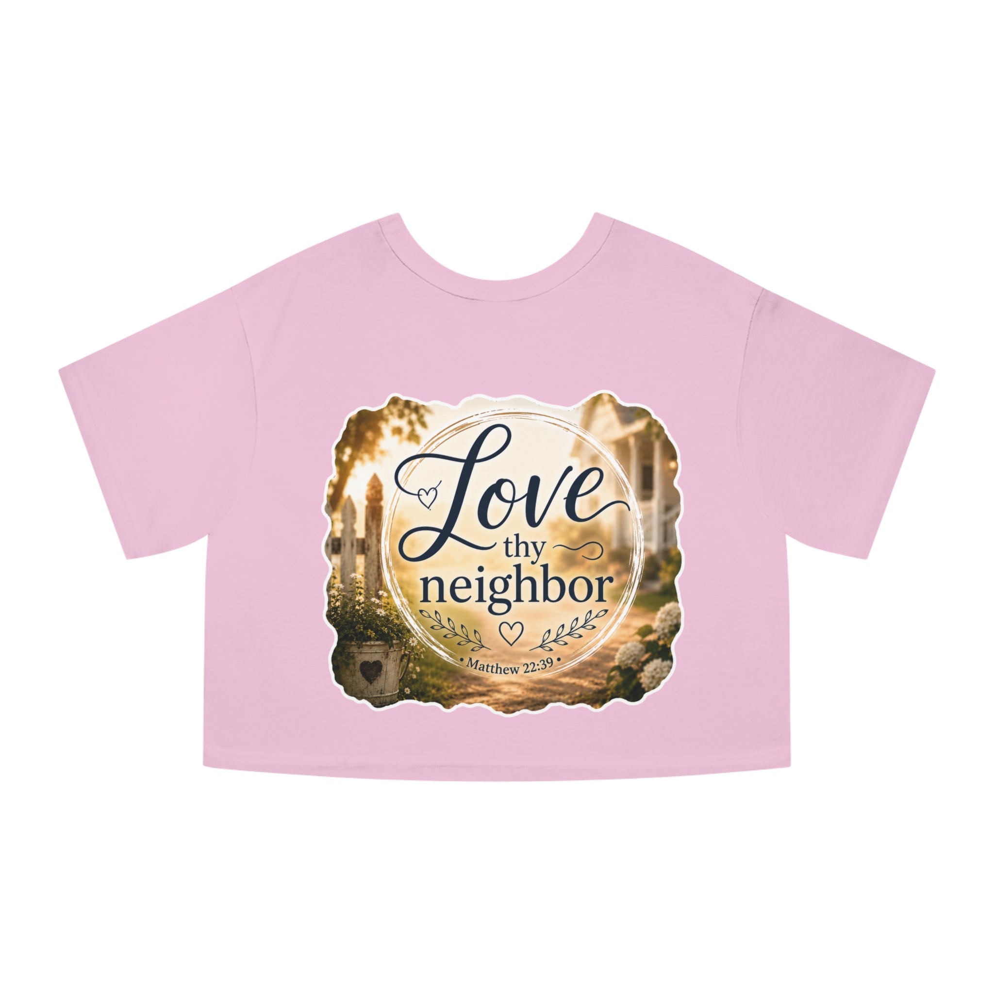 Love Thy Neighbor Cropped T-Shirt — Christian Faith Verse Tee