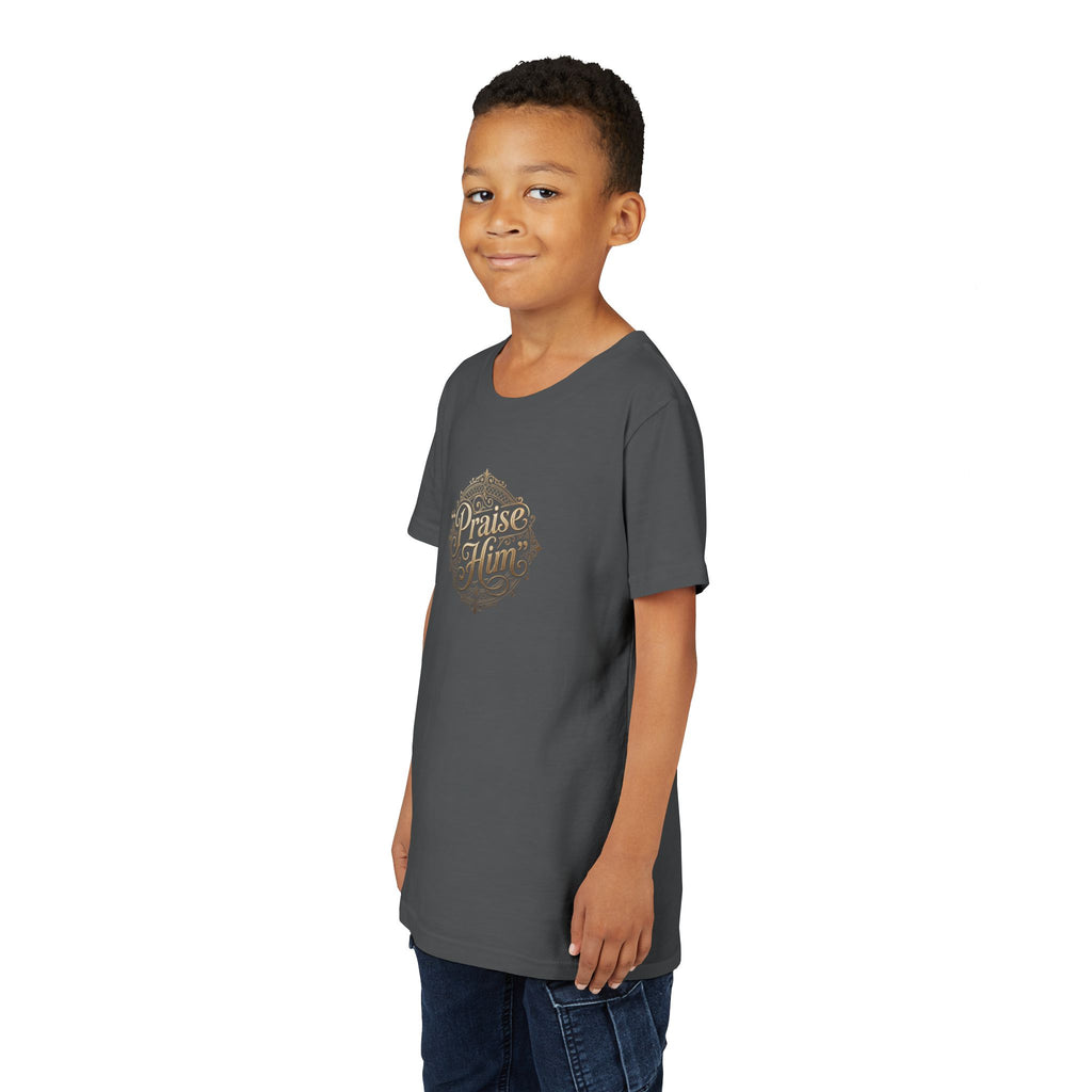 Praise Him Psalms 34:1 Youth T-Shirt | Christian Kids Faith Tee | Inspirational Youth Apparel