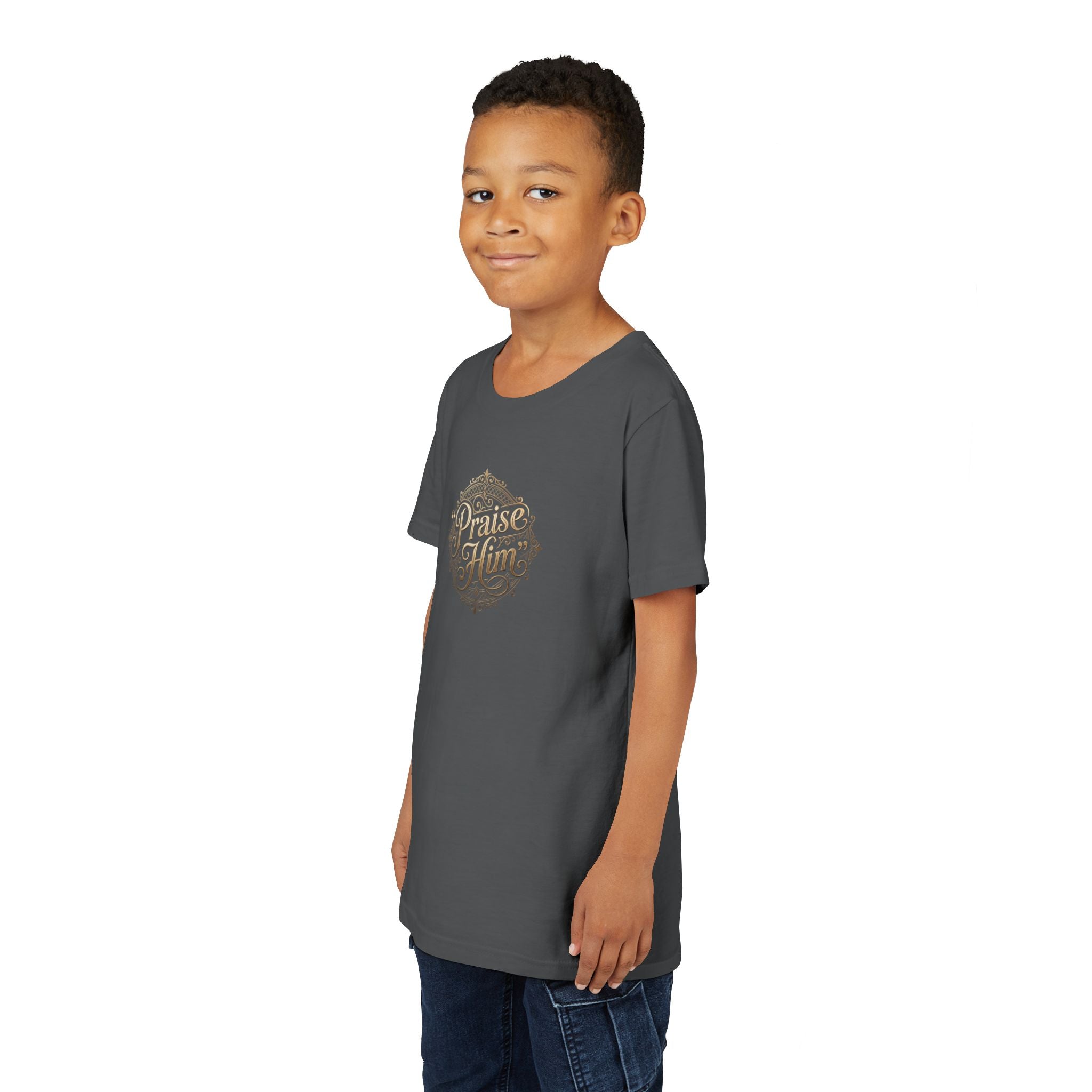 Praise Him Psalms 34:1 Youth T-Shirt | Christian Kids Faith Tee | Inspirational Youth Apparel