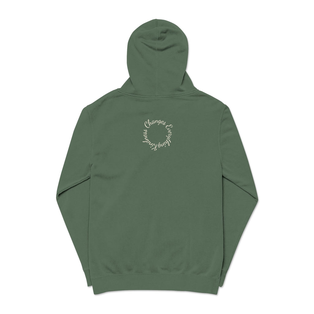 “We Are All Human” Pigment-Dyed Hoodie – Inclusive Comfort Pullover | Inspirational Minimalist Hoodie