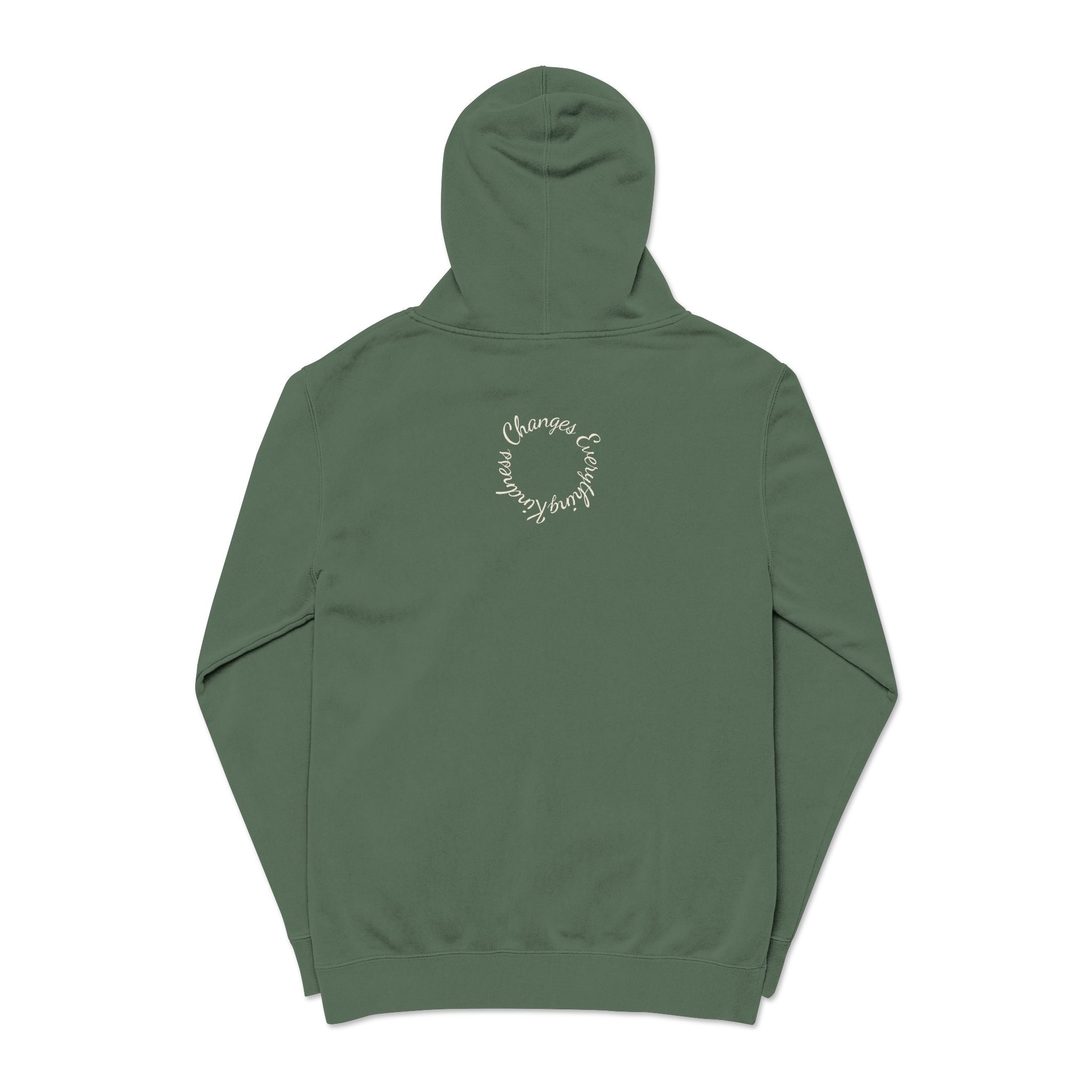 “We Are All Human” Pigment-Dyed Hoodie – Inclusive Comfort Pullover | Inspirational Minimalist Hoodie